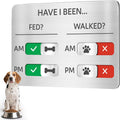EliteSign dog feeding reminder sign front view showing brushed silver acrylic slider board.