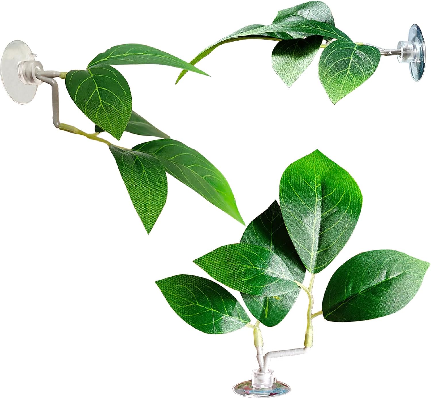 AncBace fish leaf pad aquarium decoration front view showing realistic green leaves