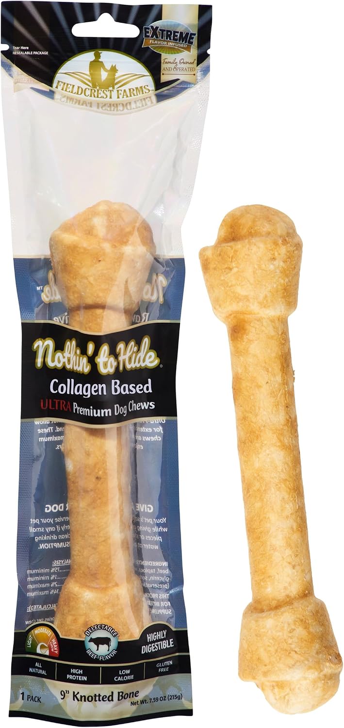Fieldcrest Farms Nothin' to Hide Ultra Knotted Bones - Collagen-Based Rawhide Alternative Dog Chews, Beef Flavor, Highly Digestible for Aggressive Chewers up to 35 lbs, 9-Inch, 2 Pack - Image 14