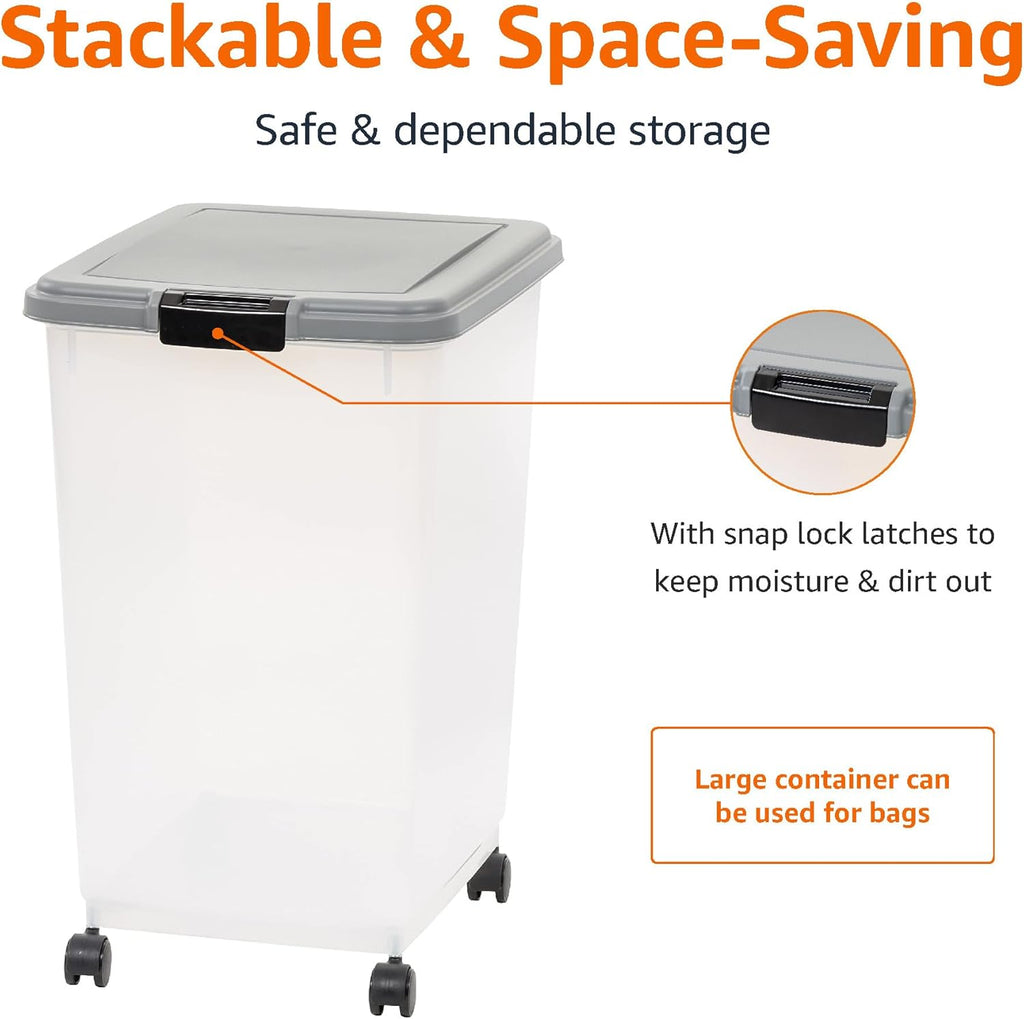 Amazon Basics 69 Quart container showing internal storage capacity