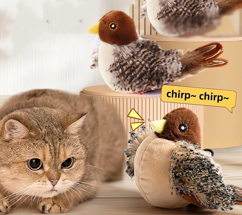 DABATO motion activated electronic cat toy showing soft feather details