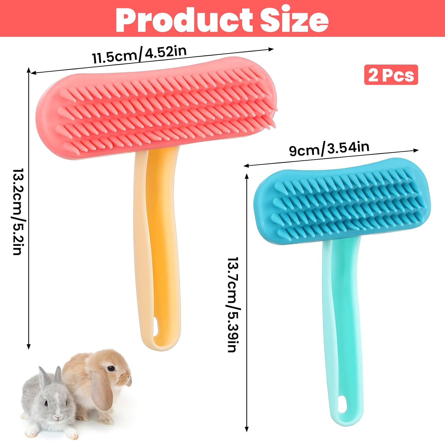 Close up of the gentle silicone bristles on the HekouJiub bunny shedding brush for small animals