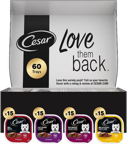 Cesar Wet Dog Food Classic Loaf in Sauce Grilled Chicken, Filet Mignon, Porterhouse Steak, Beef, Chicken & Liver and Turkey Variety Pack 3.5 oz. Easy Peel Trays (36 Count, Pack of 1) - Image 14