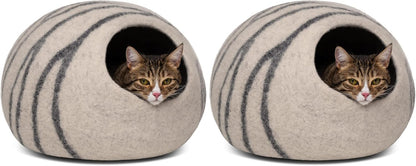 MEOWFIA Cat Cave - Premium Felt Cat Bed Enclosure for Indoor Cats, Handmade Merino Wool (Light Gray, Medium) - Image 9