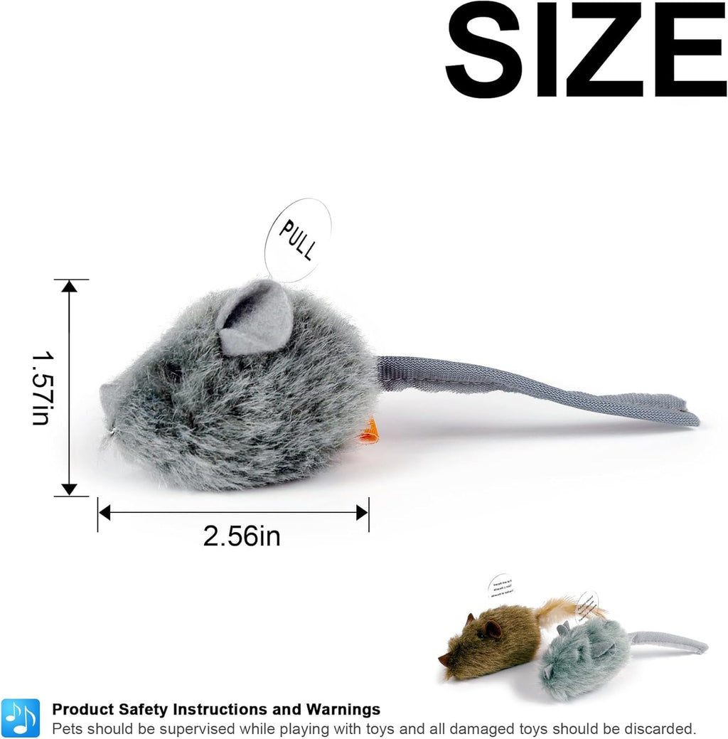 Interactive touch activated squeaking mouse toy with realistic faux fur