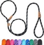 5 FT Slip Lead Dog Leash, Heavy Duty Rope Leash for Small Medium Large Dogs, No Pull Training Lead with Reflective Thread, Strong Comfortable Loop Leash (Lavender Stripe, Medium(3/8")) - Image 11