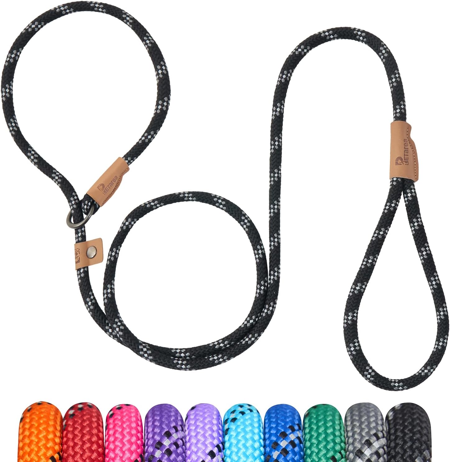 5 FT Slip Lead Dog Leash, Heavy Duty Rope Leash for Small Medium Large Dogs, No Pull Training Lead with Reflective Thread, Strong Comfortable Loop Leash (Lavender Stripe, Medium(3/8")) - Image 11