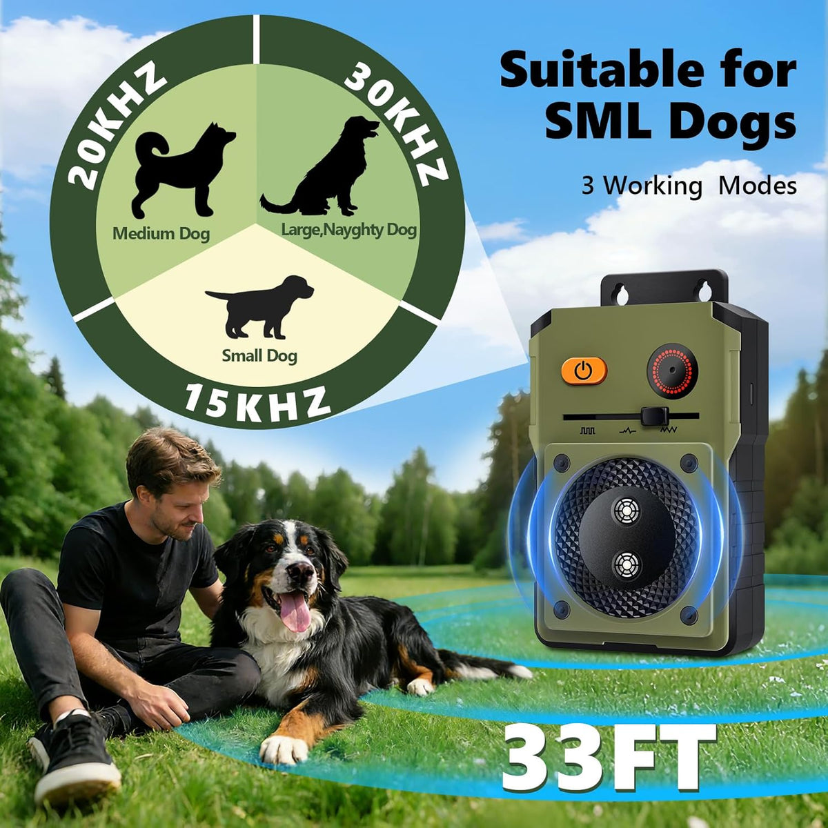 Djnfgq ultrasonic barking control unit mounted in a garden