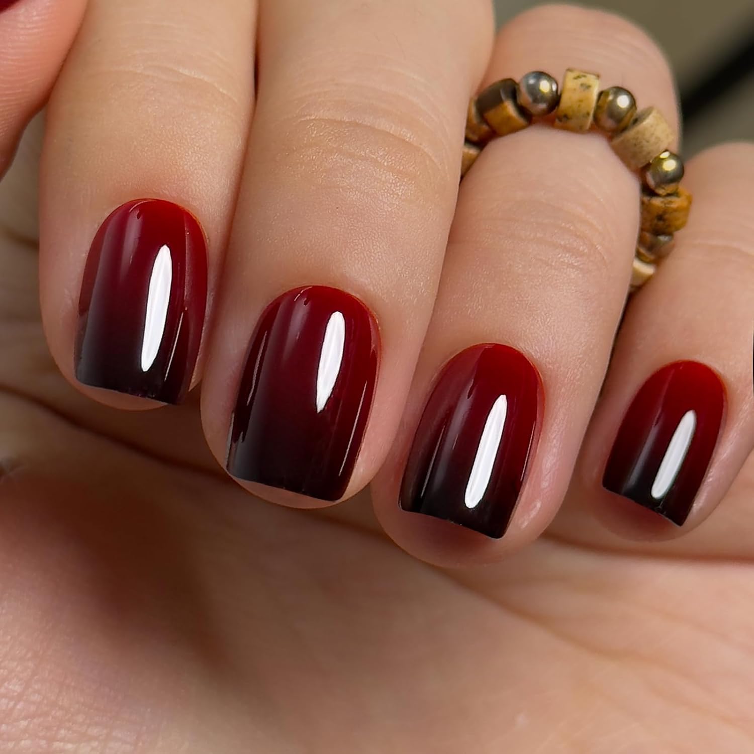 Curvlife soft gel short press on nails red ombre set
