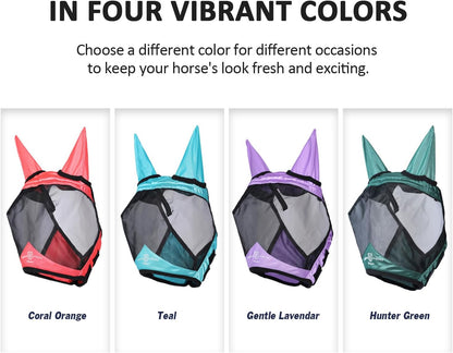 Harrison Howard fly mask teal color display for horse care