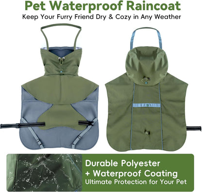 Rynvale Studio windproof dog raincoat with detachable hood attached