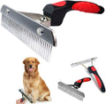 Tsxurepaw dog undercoat rake grooming brush front view for professional pet de-shedding.