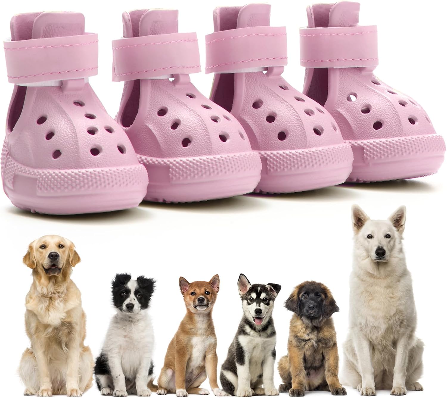 Ugrasea pink breathable dog shoes front view for hot pavement