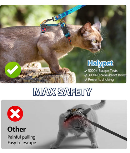 Halypet safe lightweight travel pet collar and harness combo for large cats