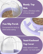 Durable polypropylene bird water dispenser attached to cage bars
