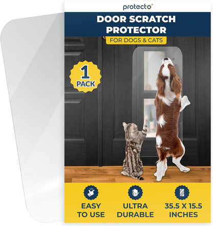 PROTECTO 2 Pack Heavy Duty Door Protector from Dog Scratching, 30 x 20" Clear Door Scratch Protector, Easy to Install on Window, Wall, Screen & Sliding Doors, Cat Scratch Guard for Indoors Outdoors - Image 9