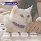 Size comparison of the lightweight, adjustable grey collar showing fit for medium and large cats.