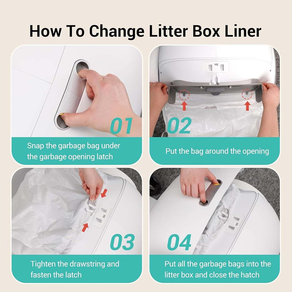 DuckSky drawstring trash liners for automatic robotic litter box close up view