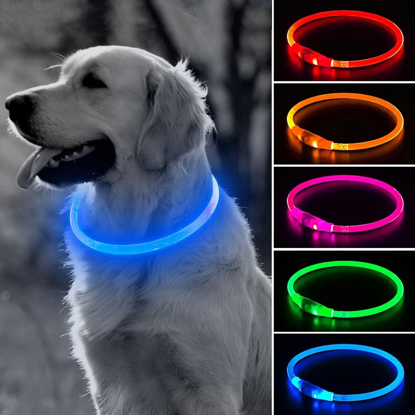 BSEEN Light Up Dog Collar - LED Dog Collar Rechargeable, Glowing Pet Collars for Small Medium Large Dogs, TPU Cuttable Lighted Puppy Collar, Safety Dog Lights for Night Walking (Green 70cm) - Image 10