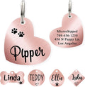 Ultra Joys Custom Dog ID Tag front view showing engraved pet name on rose gold heart
