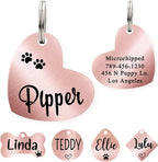 Ultra Joys Custom Dog ID Tag front view showing engraved pet name on rose gold heart