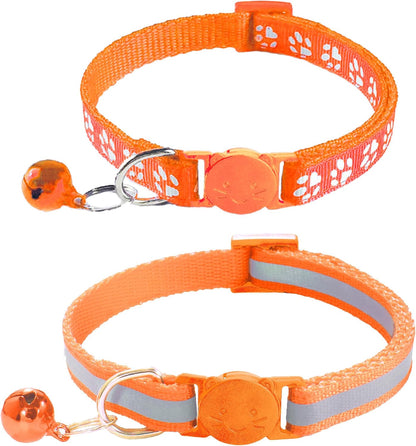 2 Pack Breakaway Cat Collars with Bells, Reflective Design and Claw Print Design, Safety Buckle, Adjustable 7.5-12.5 Inches for Kittens & Cats (Rose) - Image 14