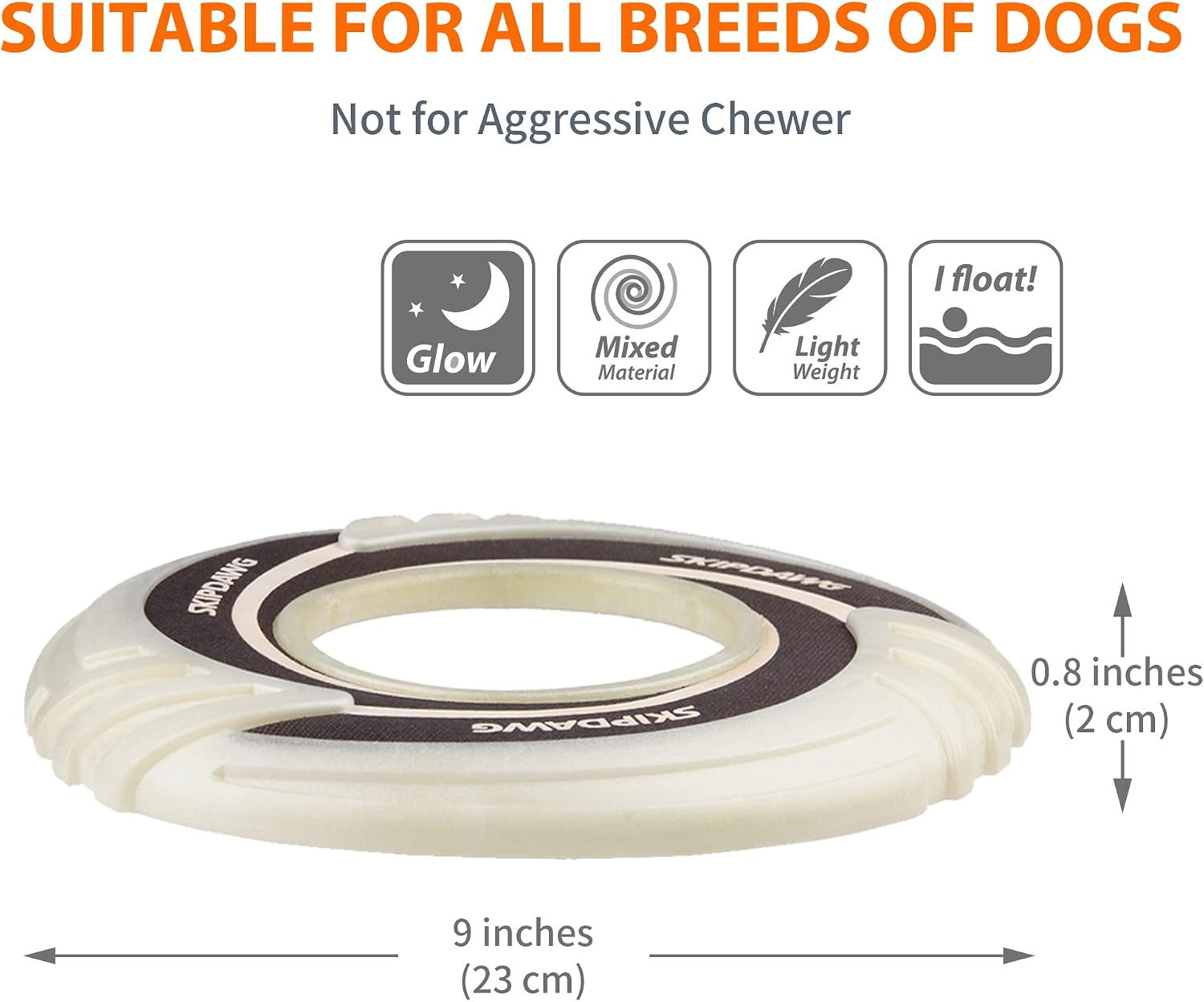 Dog playing with Skipdawg flying disc in outdoor setting