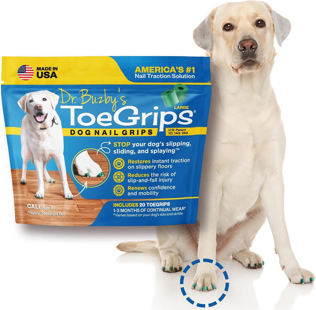 Dr Buzby's Large ToeGrips for Dogs - Instant Traction on Wood/Hardwood Floors - Anti Slip Relief - Grippers for Senior Dogs - Stop Sliding Instantly - Rubber Nails for Paws - 1 Pack (20 Grips) - Image 9