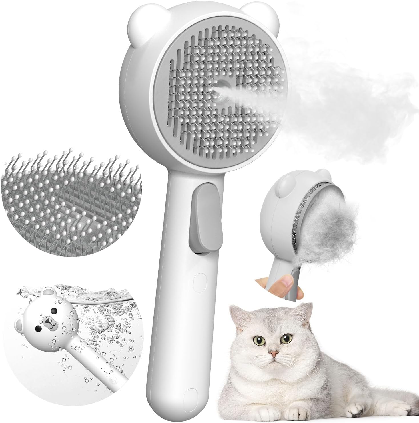 Poiiopy Cat Steam Brush front view for pet grooming