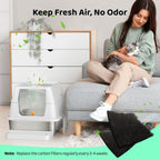 Product packaging of USA imported Eosarcu cat litter tray deodorizer replacements.