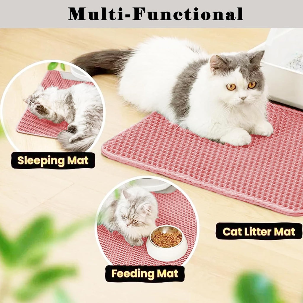 HCY&WLD cat litter mat being rinsed with water for easy cleaning.