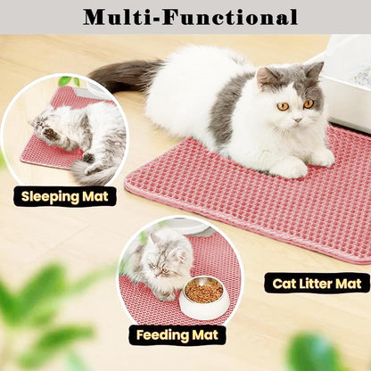 HCY&WLD cat litter mat being rinsed with water for easy cleaning.