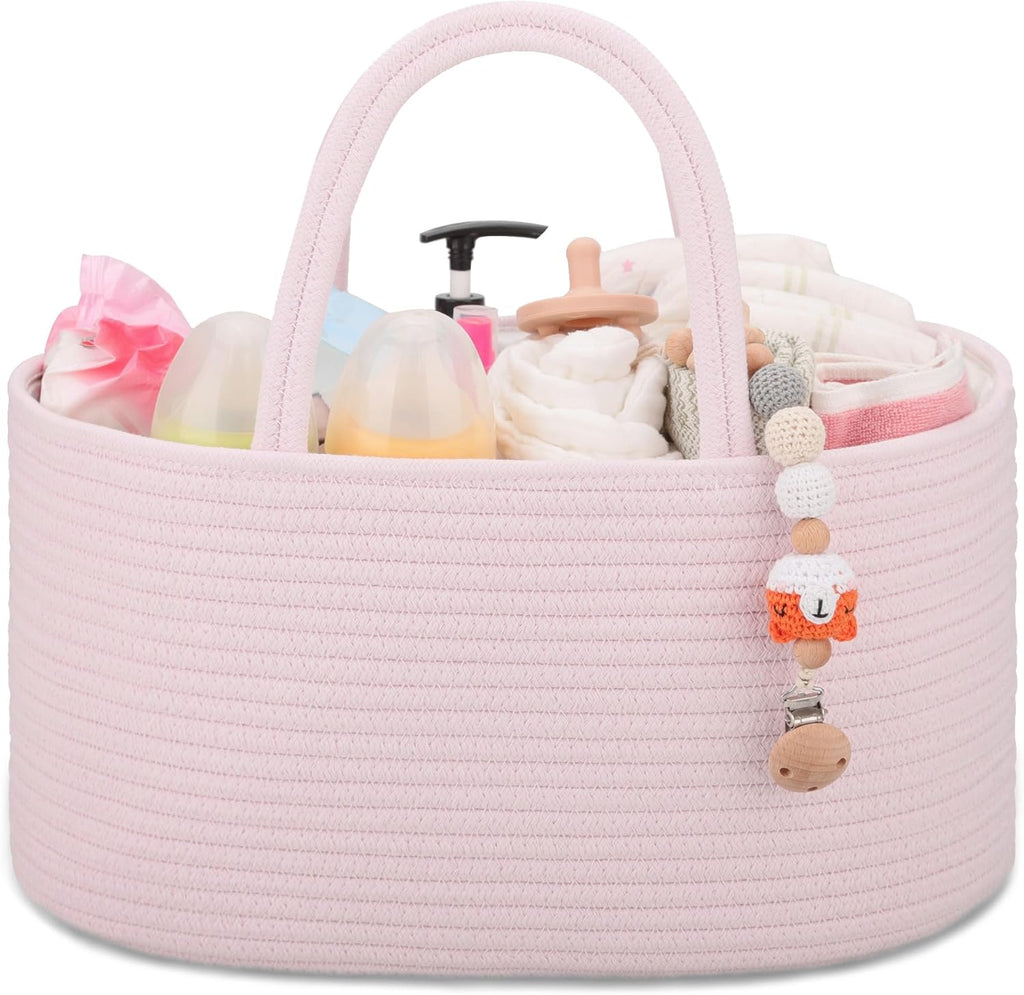 Comse baby diaper caddy organizer front view in light pink