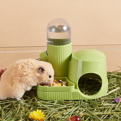 3 in 1 Hamster Water Bottle No Drip Automatic Leakproof Dispenser with Food Container and Hideout Base for Gerbil Rat Dwarf Hamster Mouse (Green, 3.4oz) - Image 4