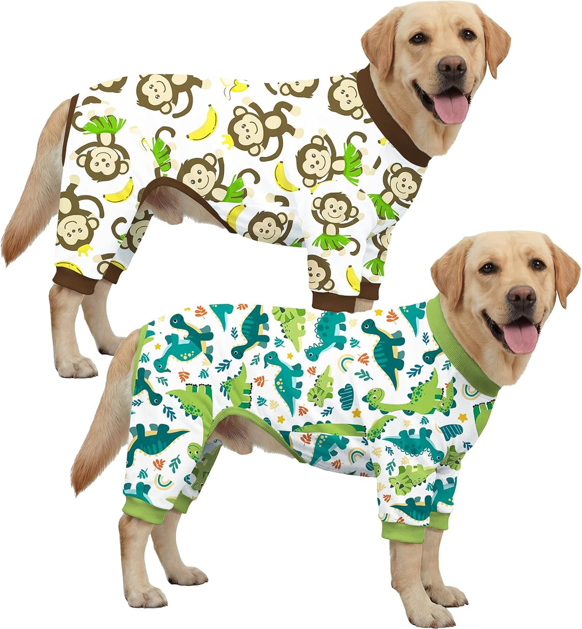 XPUDAC 2 Pack Dog Pajamas for Medium Large Sized Dog, 4-Way Stretch Warm Pet Pjs Onesie Lightweight Soft Jammies Pet Clothes Boy Girl Duck Pig Print, 4XL - Image 14