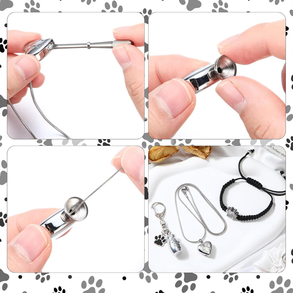 Tondiamo cremation keepsake bracelet with paw print charm on silver chain links