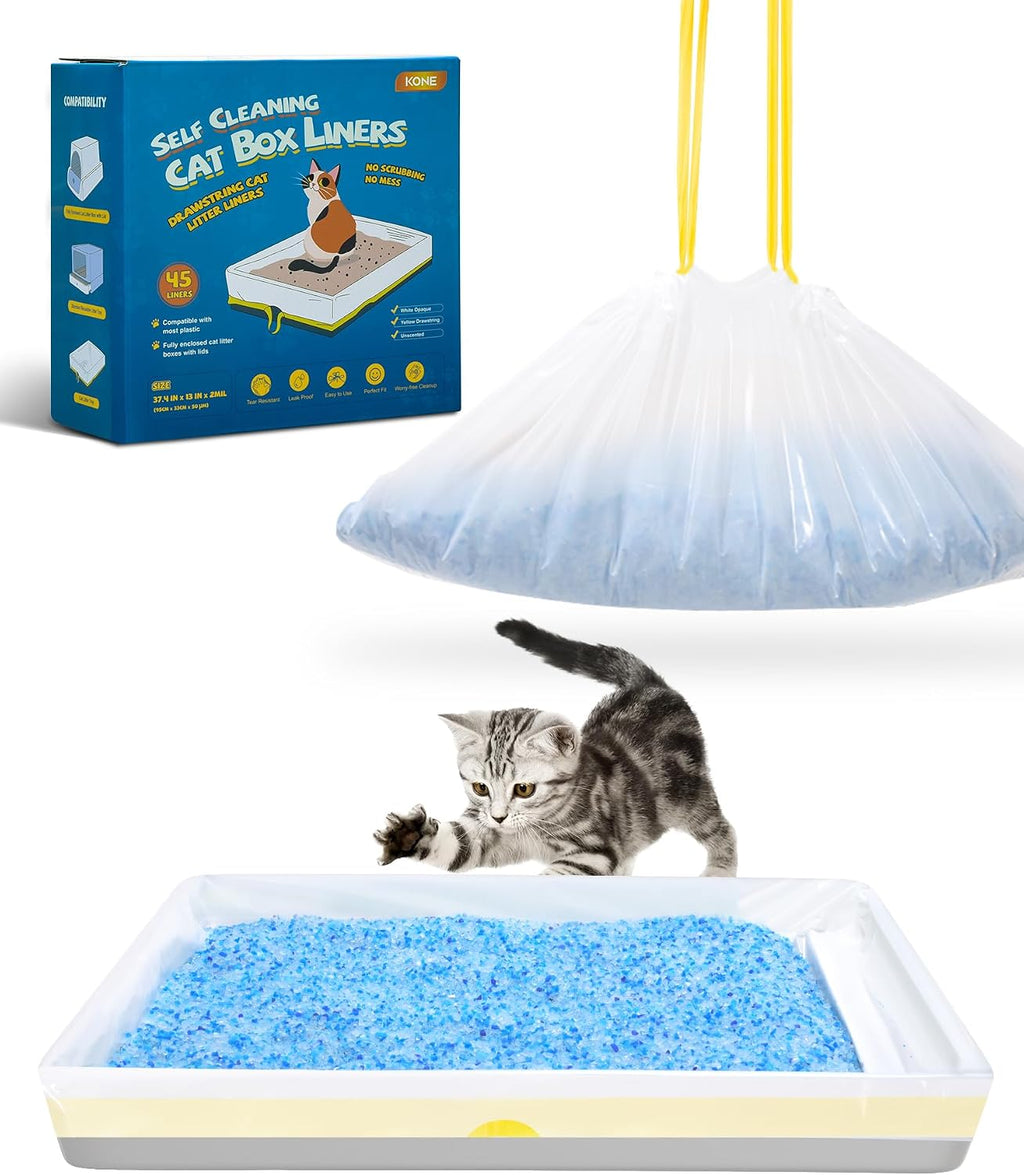 KONE Cat Litter Box Liners, 14 Count Jumbo Extra Durable Large Drawstring Kitty Litter Pan Bags Cat Waste Litter Bags Pet Supplies 36" x 18" - Image 10