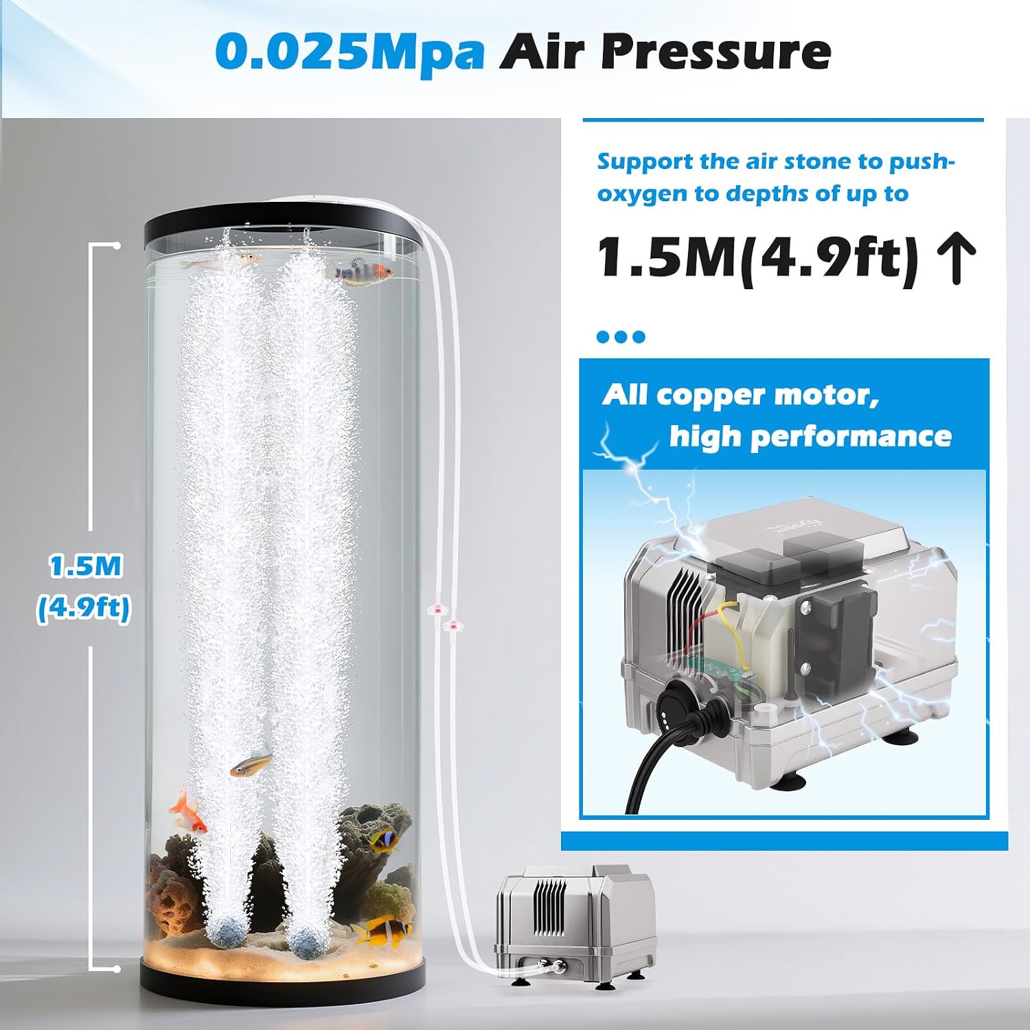 Top view of the Hygger dual outlet aquarium oxygen aerator