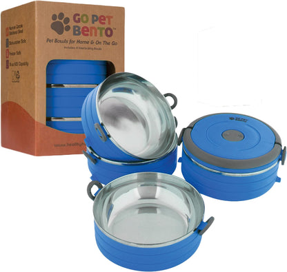 Healthy Human Travel Pet Bento Bowls - Leak Proof, Human-Grade Stainless Steel & BPA-Free, 3-Pack Water & Food Container Set, Clips & Handle (Pink) - Image 12