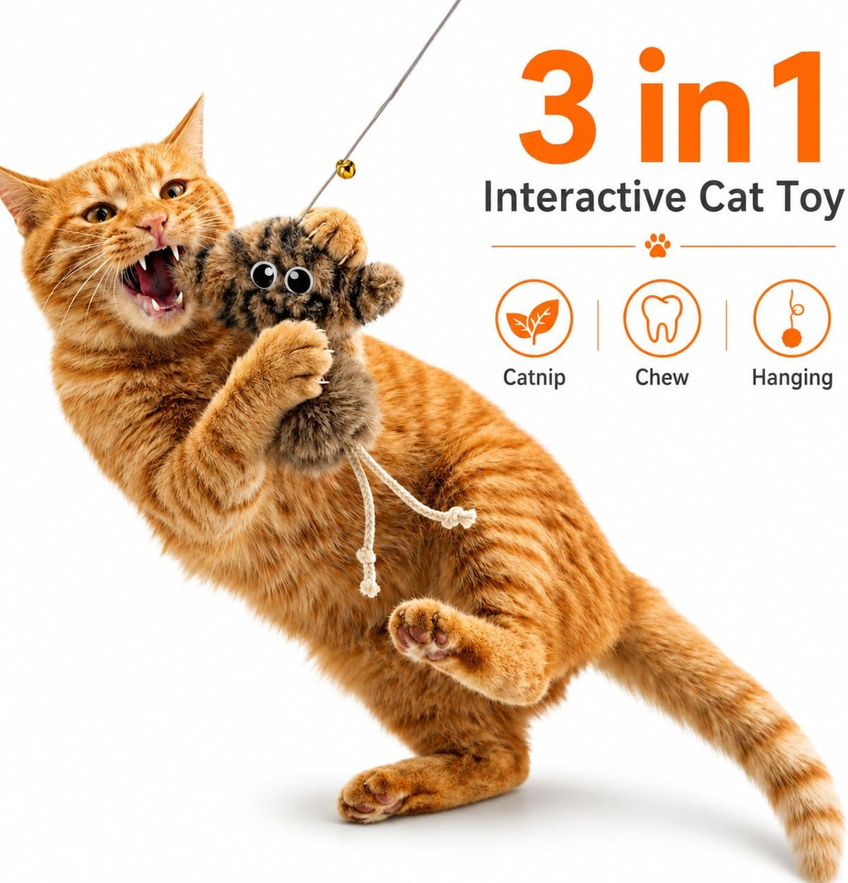 URMYONLY indoor kitten teaser toy set featuring natural catnip and feather attachments.