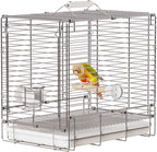 Bird Carrier Travel Cage - 304 Stainless Steel Portable Folding Bird Travel Cage with Parrot Feeder Cups & Standing Perch for Smaller Birds Conures Lovebird Cockatiel Parakeets (Green) - Image 9