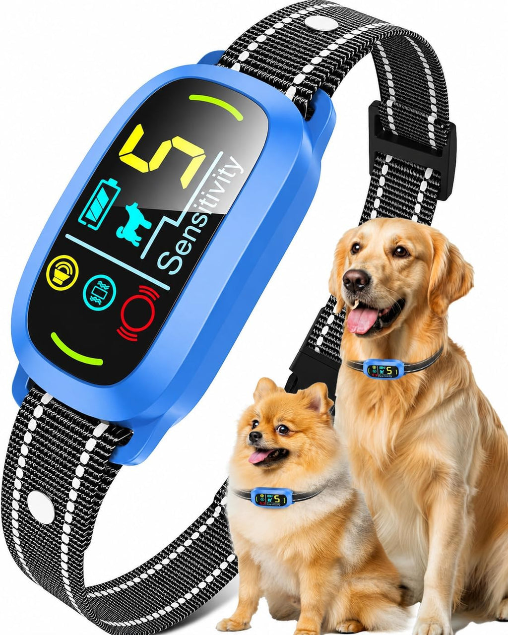 Smart AI Bark Collar for Large Medium Small Dogs, Anti Barking Device with 5 Training Modes, Exclusive Forced Bark-Stopping, Rechargeable IP67 Waterproof Bark Collar with 5 Sensitivity (Black) - Image 9