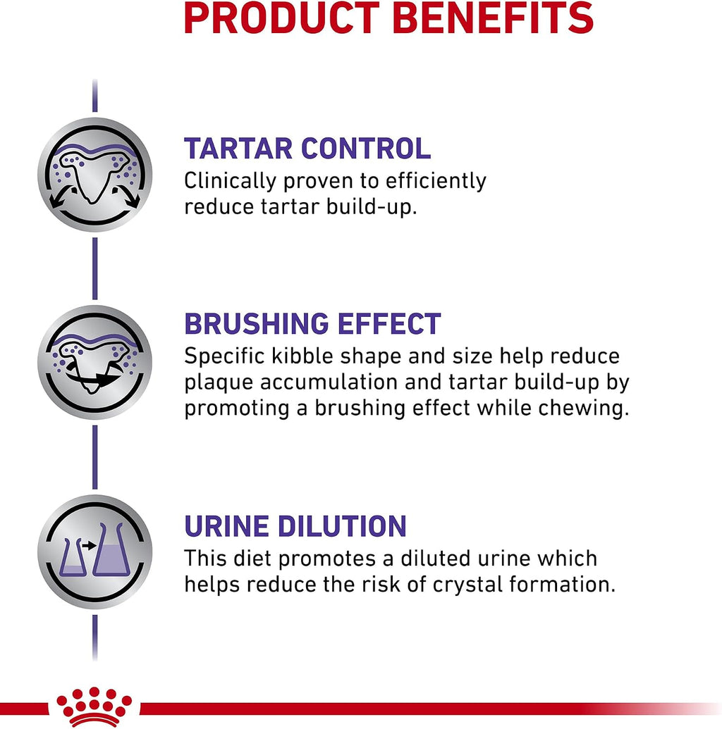 Royal Canin veterinary dental small breed dry dog food formulation for urinary tract support.