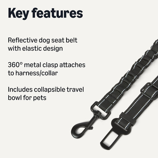 Close up of Amazon Basics adjustable dog car harness buckle