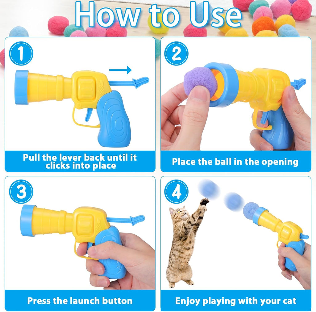 Owner using Mity Rain launcher to play with kitten