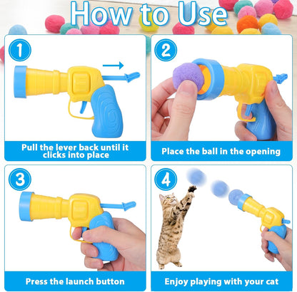 Owner using Mity Rain launcher to play with kitten