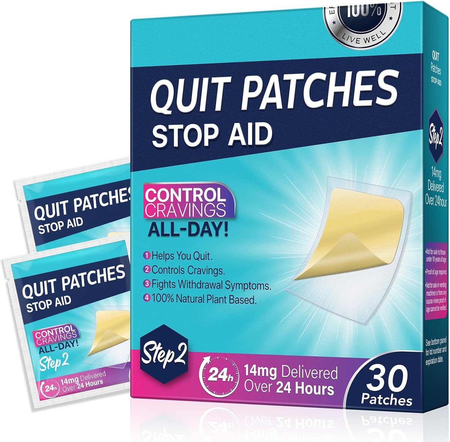 XWXUANYE 14mg Step 2 Nicotine Patches front box view for smoking cessation.