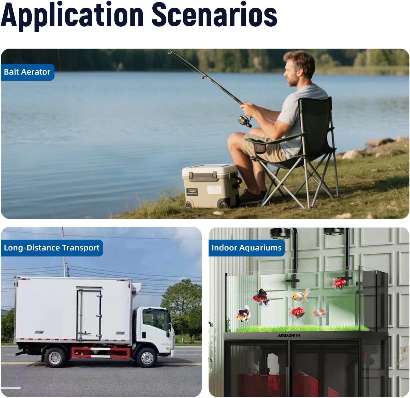 Aquasmith portable aerator for fishing containers
