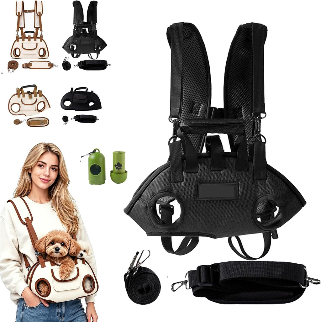 Small Dog Whole Body Lift Harness Pet Backpack, Cute Cat Walking Sling Dog Lift Harness, Dog Bag Breathable for Senior Mobility, Cars Hiking Outdoor (Black Single-Shoulder, L) - Image 10