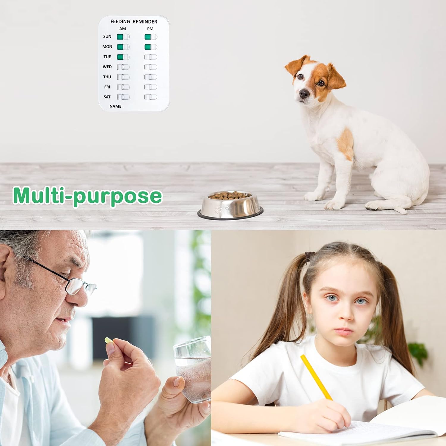 Coolrunner reminder device used for tracking medication schedules and daily pet walks.